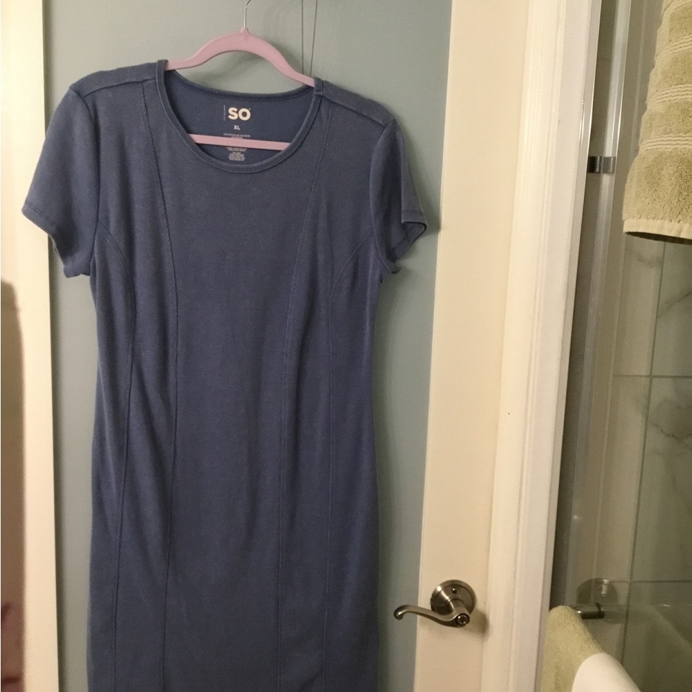 SO Blue Short Sleeve Shift Dress
